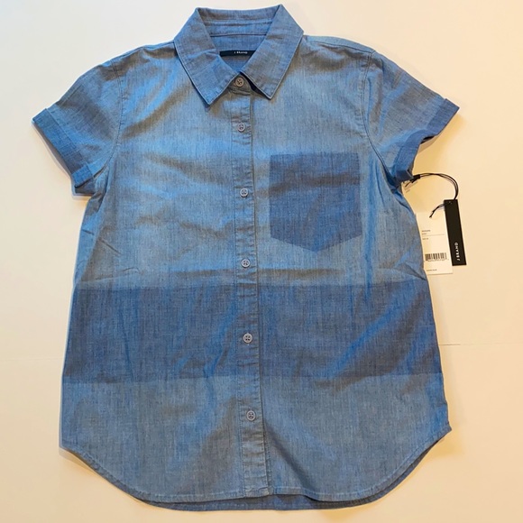 J Brand Exist Wylie Small 2Tone Blue Denim Button Shirt New D21 - Picture 3 of 10